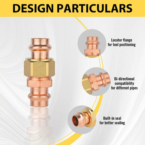 Pack Of 30 Copper Press Union Couplings 1x1 Inch Press To Connect Fittings For Copper Pipe Durable Copper Construction Details