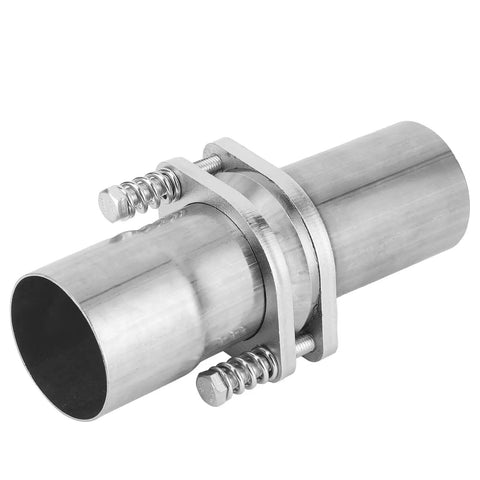 Stainless Steel Flange Repair Pipe Kit With Spring For Fast Leak Seal And Quick Install Universal Fit For 2.75 Inch Tubing Durable Auto Plumbing Fixture No Sweat Install And Solid Grip Performance close-up showing stainless steel flange with springs