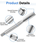 Boss Level 3 Piece Hand Tap Set Features 3 8 16 Unc Right Hand Taper Plug And Bottom Threads Built With Slick 9CrSi Alloy Steel For Making Rock Solid Manual Threads That Hold Tight On Any Metal Job, featuring clear threads and square shank.