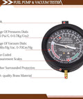 VECKYJL vacuum gauge tester kit, black round gauge with brass connector and hanging hook.