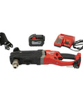 Heavy Duty Cordless Cable Puller Kit With 12 Ah Battery, featuring tool, battery, and charger for efficient wire running.