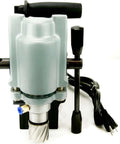 Front view of TYP-28A mini magnetic drill with gray housing, annular cutter, and power cord.