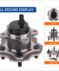 Rear Wheel Hub Bearing Assembly 512372 Fits 2006-2018 Toyota RAV4 With ABS, multi-angle views showcasing top, front, and bottom sides.