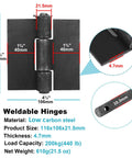 MOUNTAIN_ARK 4-pack weldable door hinges, heavy-duty metal, 4.7 mm thick; size 116x106x21.5 mm