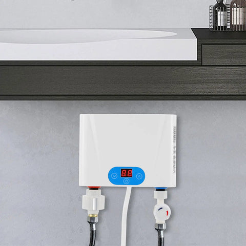 Heavy Duty Top Tier Instant Tankless Water Heater With Quick Draw Heating Matrix And Smart Temp Slide Bar Control Panel wall mounted.