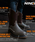 Steel Toe Waterproof Wellington Style Mens Work Boots With Full Grain Leather Pull On Non Slip EH Protection
