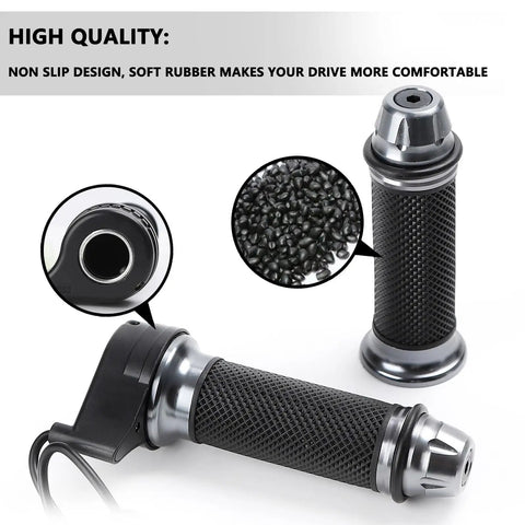 22mm Electric Bike Throttle Grip For E-Bikes And Scooters, No Speed Control, ABS And Metal Construction, Universal Fit On 0.87 Inch Handlebars, Titanium Color