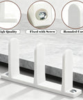 4 Pack Sliding Closet Door Floor Hardware Guide with Wobble Free Operation and No Drill Adhesive Mount, white ABS construction, installed view