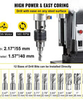 Heavy Duty Electric Magnetic Drill Press With Rock Solid Magnet Base Pro 1100 Watt Motor with drill bits for steel hole making