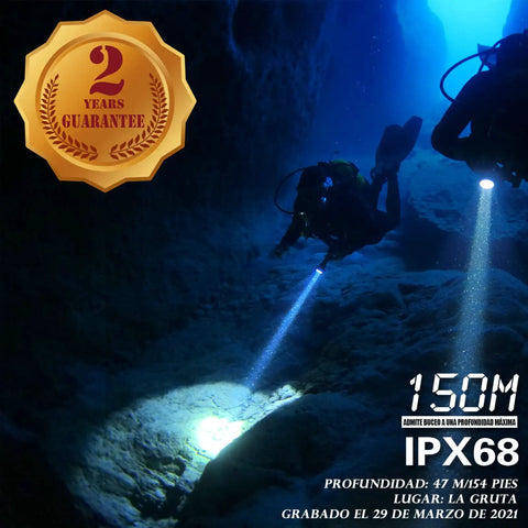 Scuba diver using Professional Underwater Dive Light For Scuba Diving, 1000 Lumen Torch With IPX68 Waterproof in cave