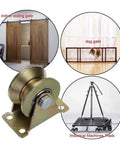 Heavy Hauling V Groove Gate Wheels 4 Pack Stainless Steel Sliding Door Rollers U Type 30mm Precision Bearing track pulleys on a support.