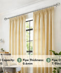 Built Tough Telescopic Curtain Rod Adjusts From 32 To 58 Inches Glides Smooth As Butter On Heavy Drapes with yellow curtains.