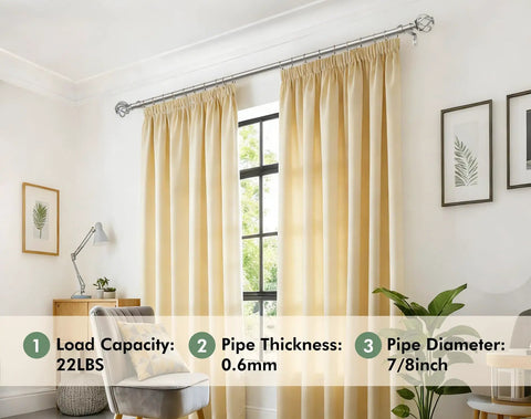 Built Tough Telescopic Curtain Rod Adjusts From 32 To 58 Inches Glides Smooth As Butter On Heavy Drapes with yellow curtains.