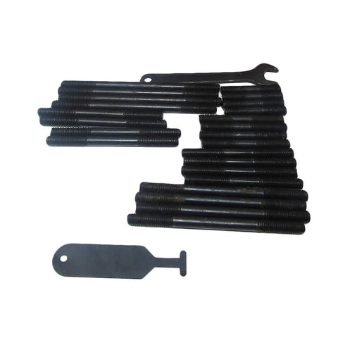 Studs and wrench from 58 Piece Clamping Kit For Five Eighth Inch T Slot Systems With Mountable Storage Tray And All Gear You Need Six T Slot Nuts