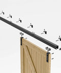12Ft Box Rail Exterior Sliding Barn Door Hardware Kit Aluminum Alloy Wall Mount Built Tough Heavy Duty Track With Smooth Quiet Rollers