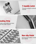 Features of the 18 Inch Aluminum Side Mount Tool Box For Semi Trucks With Saddle Step including lockable latch and sealing strip.