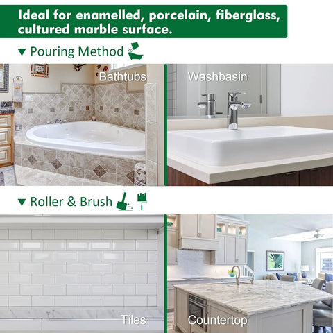 Tub And Tile Refinishing Kit With Tools 1kg Emulsion Part A And 20g Hardener Part B for bathtubs, washbasins, tiles, countertops.