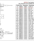 Technical diagram of Beefy Stainless Steel Fuel Tank Sending Unit For Marine Boats RVs And Trucks 240-33 Ohms Five Inch Length Gas Sender