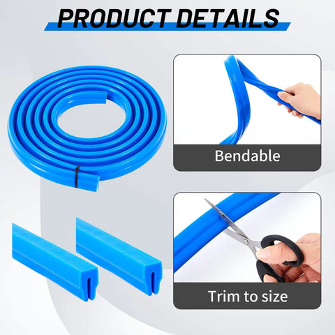 Five Eighth Inch T Slot Cover For Milling Machine Flexible Silicone Rubber Dust Shield, coiled blue silicone, bendable, trim to fit