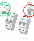 Tough Built 2P Dc Circuit Breaker 20Amp 500Volt Din Rail Mount Solar Disconnect Switch For Pv Panels Battery Bank Inverter RV Camper Home Electrical Panel with on/off indicators.
