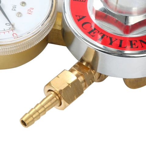 Close-up of Acetylene Regulator for Welding Gas Replacement Gauge for Torch Cutting Kits CGA 510 Inlet 0 to 400 PSI