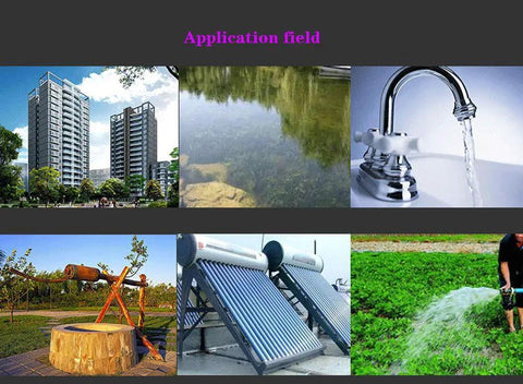 Image collage showcasing applications of Built Like A Tank 1/2 Hp 110 Volt Stainless Steel Deep Well Submersible Water Pump.