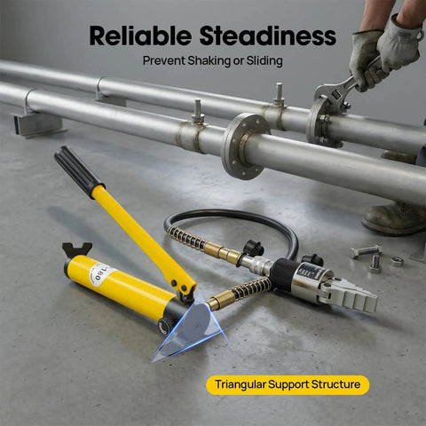 Alloy Steel Spreading Wedge With Manual Pump Driven Separator Heat Treated Jaws 30mm Opening Capacity in use on pipeline