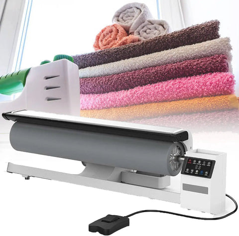 Commercial Grade Rotary Steam Iron With Massive 36 Inch Roller and Continuous Steam Generator for quick wrinkle removal with foot pedal.