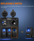 Six Piece Five Pin SPST Rocker Switch Kit With Jumper Wires For Trucks Boats Auto And Motorcycles 20A 12V And 10A 24V On Off Toggle