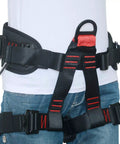 Outdoor Tree Climbing Safety Belt Harness Heavy Duty Nylon Webbing With High Tensile Stitching 300 Kg Capacity Worn on Person