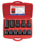 No Nonsense 11 Piece Number 5 Spline Drive Impact Socket Set Sae Rated For Truck And Car Wheel Lugs in red case.