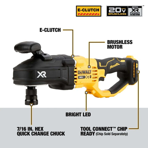 Cordless stud drill with E-Clutch, bright LED, and 7/16 inch hex chuck, designed for tough framing work.