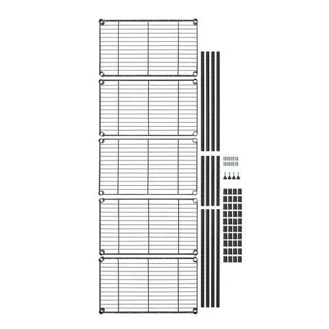 Heavy Duty Wire Shelving Rack Adjustable Five Tier Garage Storage Organizer Unit With Tool Supply Holder Black Finish Workhorse Wire Frame No Sweat Assembly For Shop Or Basement