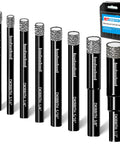 Eight Pack Diamond Drill Bits Set For Granite Ceramic Marble Tile Glass With Wax Lubricant For Fast Dry Drilling displayed on white background