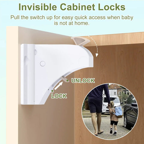 Magnetic Cabinet Locks Set 6 Pack Plus 2 Keys No Drill Baby Proofing For Kid Safe Kitchen Cabinets And Drawers Discreet Adhesive Mount Includes 4 Knob Locks For Child Safety And Easy Access