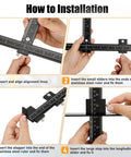 How to use the Precision Aluminum Twin Ruler Cabinet Hardware Jig, showcasing installation steps for alignment.