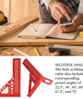 Built Tough Aluminum Multi Angle Measuring Ruler With Quick Snap Angle Pin For Dead On Precision Layout And Scribing Projects In Woodworking Construction And Engineering on workspace.