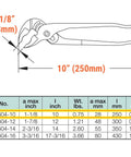 Diagram of Non Sparking Groove Joint Pliers 10 Inch Aluminum Bronze Non Magnetic Corrosion Resistant TUV Certified Heavy Duty
