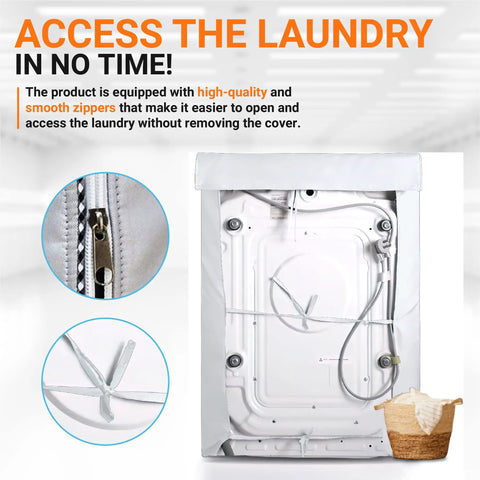2-Pack Washer And Dryer Covers For Top-Load And Front-Load Machines, waterproof polyester shield with zipper detail