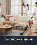 Blaze 3 In 1 Stick Vacuum Cleaner With Powerful Suction Lightweight Four Pound Handheld used on floor and sofa in living room
