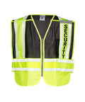 High Visibility Lime Security Vest For Crews Heavy Duty Reflective Safety Gear in lightweight mesh, ideal for job sites.