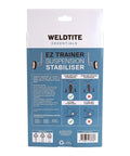 Adie Ez Trainer Suspension Stabilizers For Kids Bikes 12 14 16 Inch Wheels packaging with installation diagram.