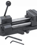 Side view of Quick Release Drill Press Vise 4 Inch Featuring High Carbon Steel Center Bar Hardened Locking Mechanism Adjustable Clamping