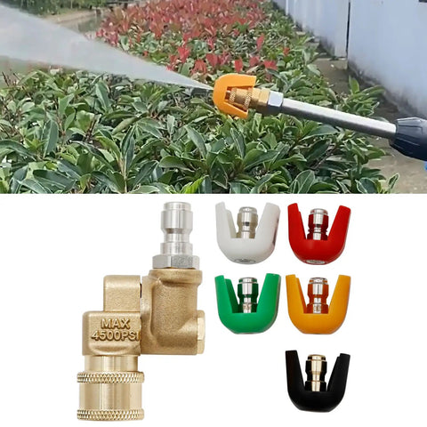 Pivoting Coupler Kit With Nozzle Tips For Pressure Washers Pro Grade 4500 PSI One Quarter Inch Quick Connect Replacement cleaning plants
