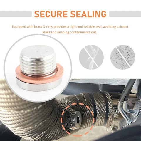 M18x1.5 Exhaust Sensor Bung Plug With Inner Hex Head And Brass O Ring, sealing exhaust leaks with brass O-ring.