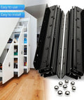 1 Pair 16 Inch Undermount Full Extension Drawer Slides Heavy Duty Bottom Mount Hidden Slides, 260 Lb Load Capacity, Thick Steel Construction, Sturdy Cabinet Glides For Closets, Cabinets, And Stair Storage in black steel