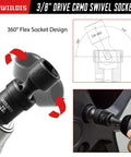 Heavy Duty 19 Piece Three Eighths Inch Drive Impact Socket Set With Chromoly Swivel Sockets Flexible Wobble Design