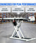 Slick Foldable Hydraulic Lift Cart And Portable Flatbed Truck Effortlessly Haul Heavy Loads Without The Sweat Compact rolling dolly in warehouse.