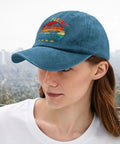 Woman wearing Women's RV Pilot Hat For Road Trips And Camper Vacations, adjustable back buckle visible, outdoor background
