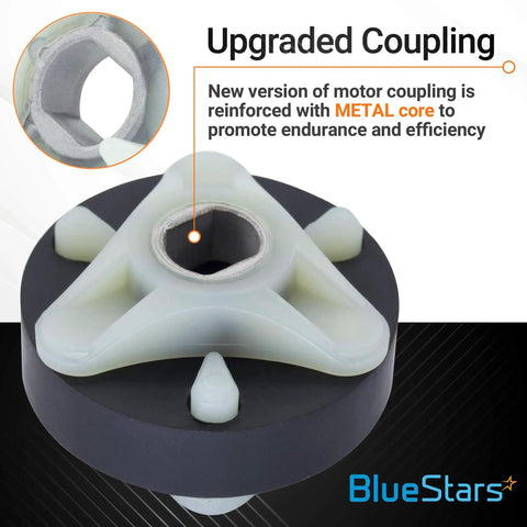Washer Drain Pump And Core Motor Coupling Kit For Whirlpool And Kenmore Washers Replaces 3352492 with upgraded metal core coupling